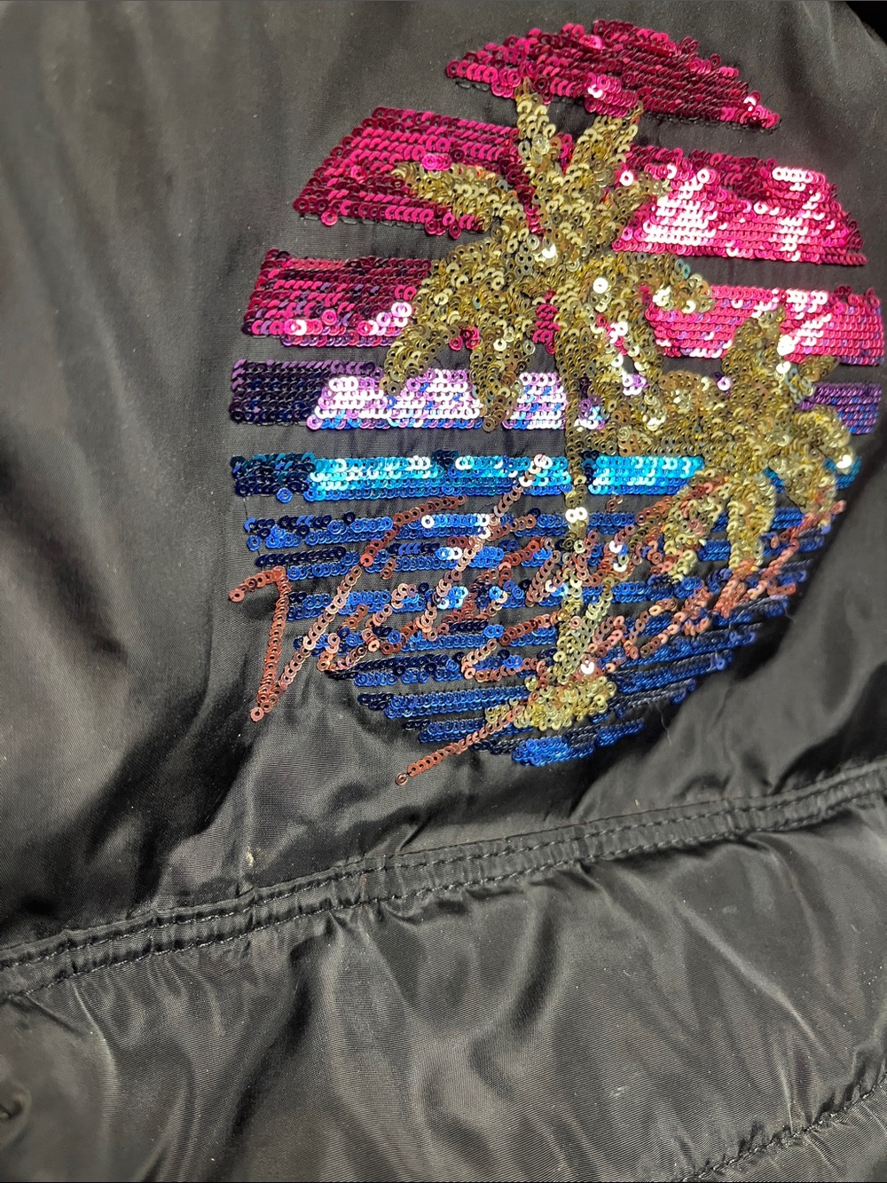 Victoria's Secret Black Sequin Palm Accent Backpack - Picture 7 of 7